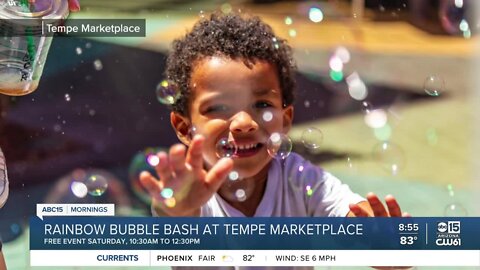 Rainbow bubble bash at Tempe Marketplace