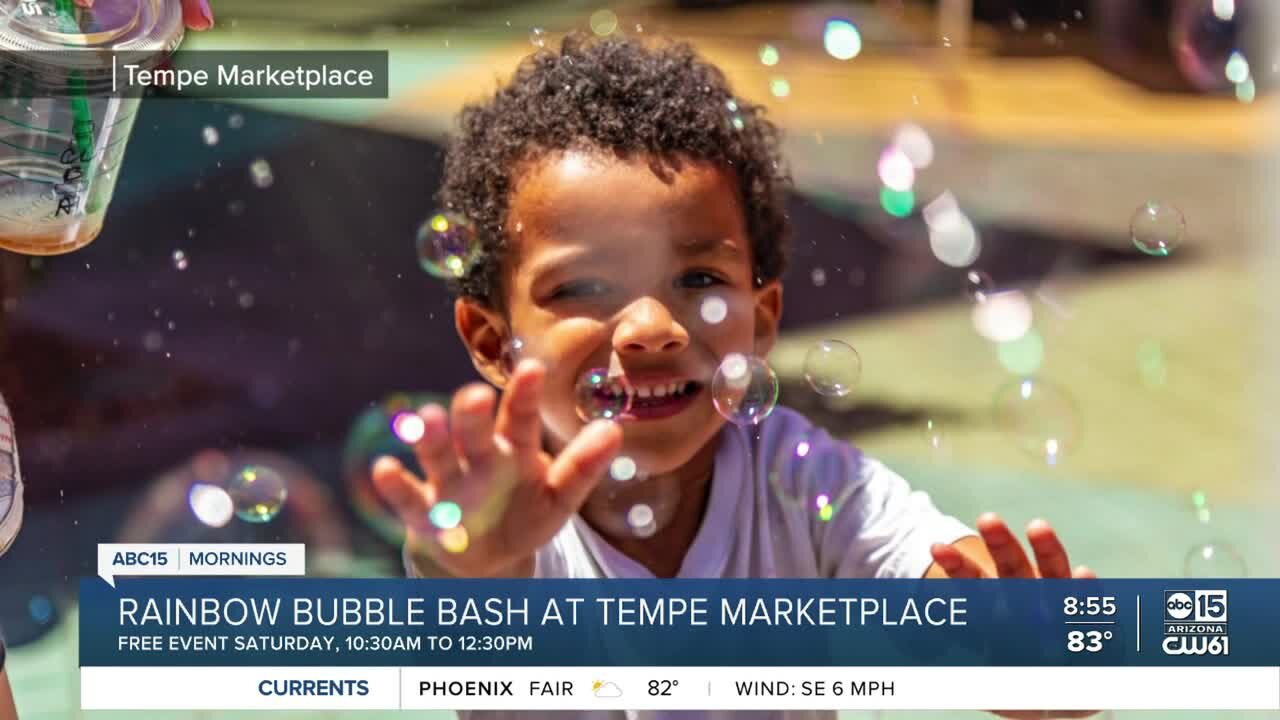 Rainbow bubble bash at Tempe Marketplace