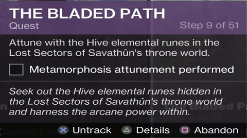 The Bladed Path - Metamorphosis attunement performed - Destiny 2