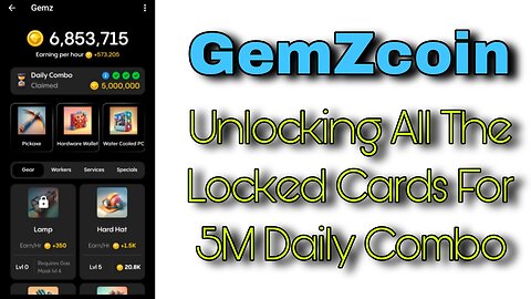 GemZcoin | Daily Combo Cards | Date 20 june 2024 | Claim 5M GemZ Coins