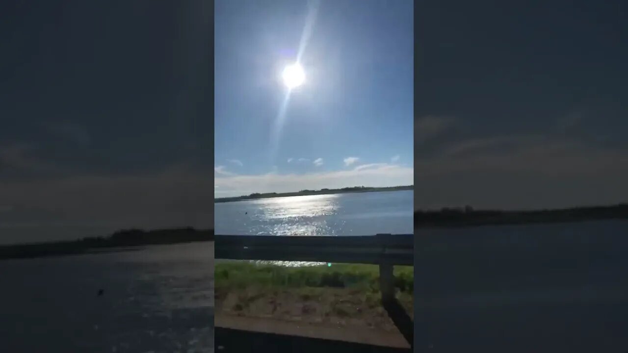 Driving by a lake in Canada