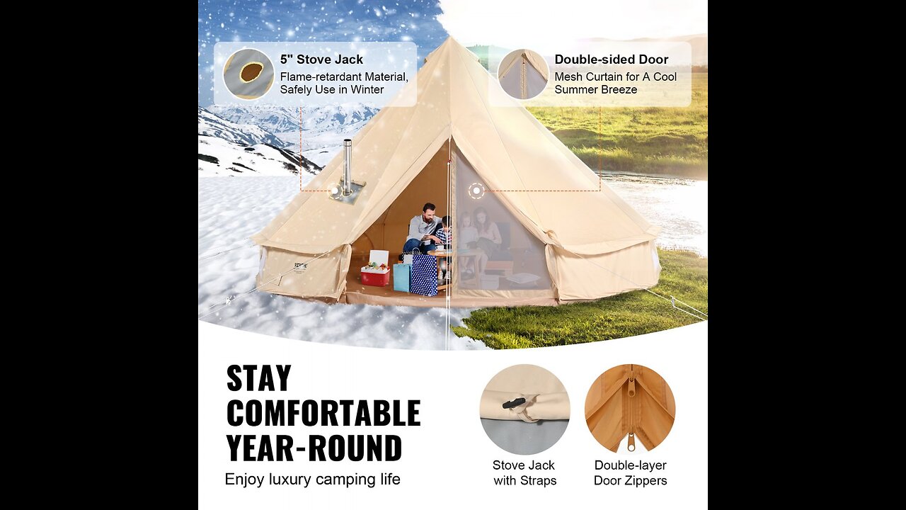 VEVOR Canvas Bell Tent, 4 Seasons 7 m/22.97 ft nearly a review but really a warranty claim.