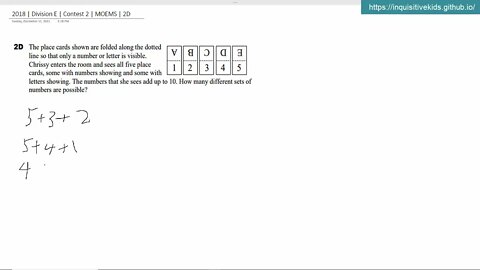 Math Olympiad for Elementary | 2018 | Division E | Contest 2 | MOEMS | 2D