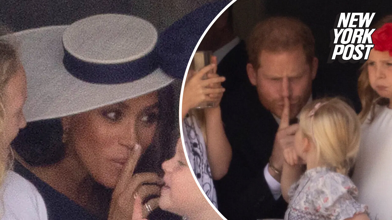 Meghan Markle caught shushing young royals at Queen's Jubilee with Prince Harry