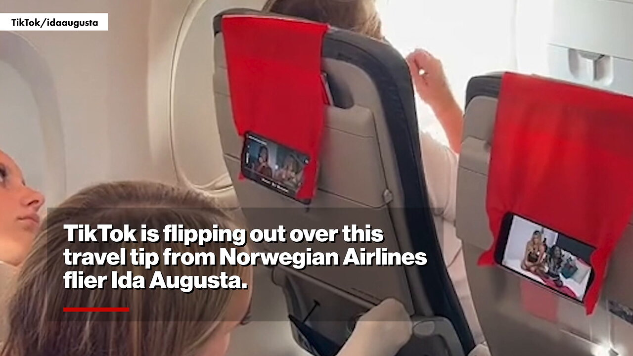 I have a hack for a hands-free phone holder while flying — but haters say it's 'rude'