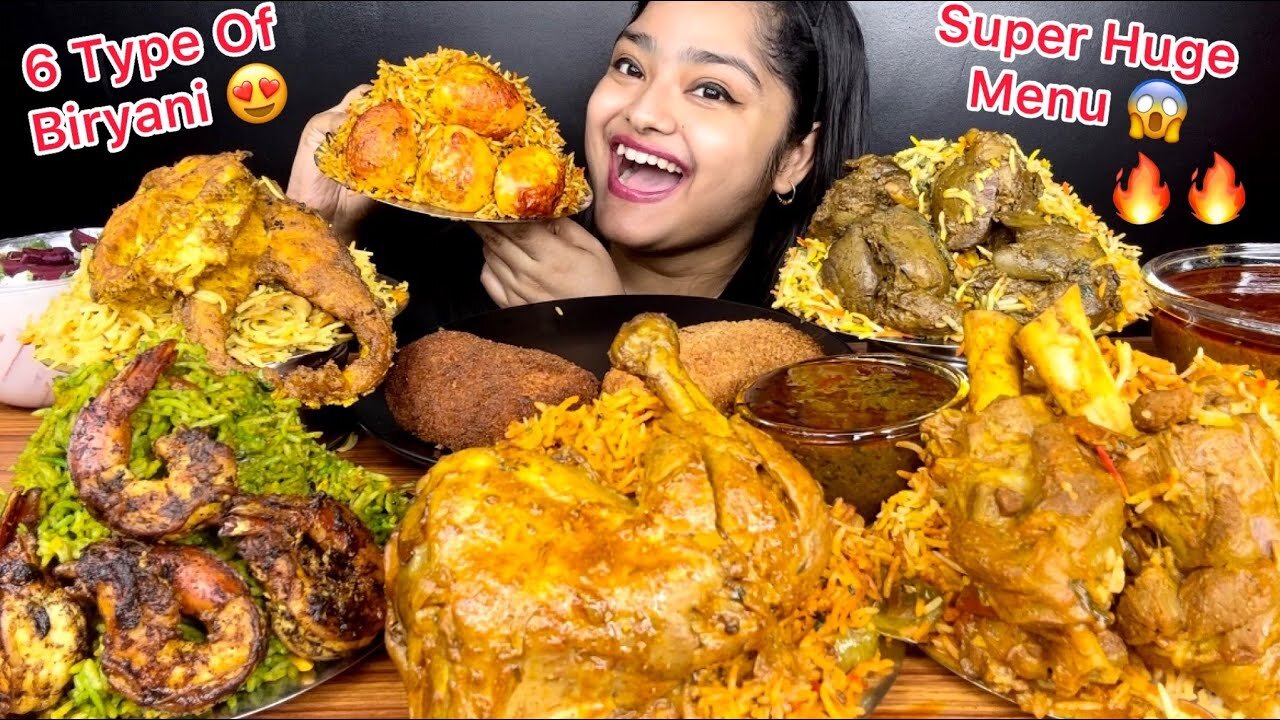 CHICKEN BIRYANI, MUTTON BIRYANI, EGG BIRYANI, KALEJI BIRYANI, FISH BIRYANI, PRAWNS BIRYANI | MUKBANG