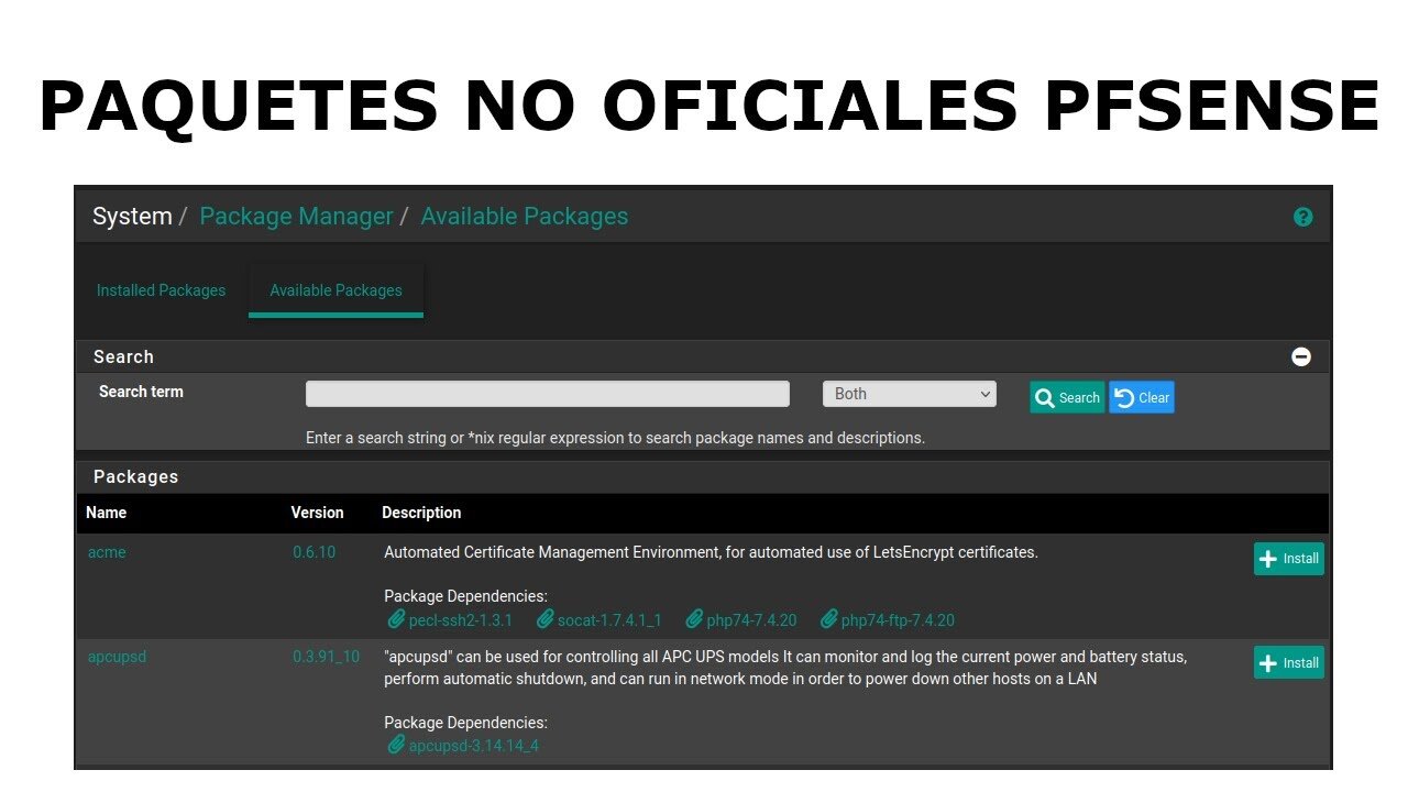 ¿Cómo Obtener Paquetes No Oficiales para pfSense?