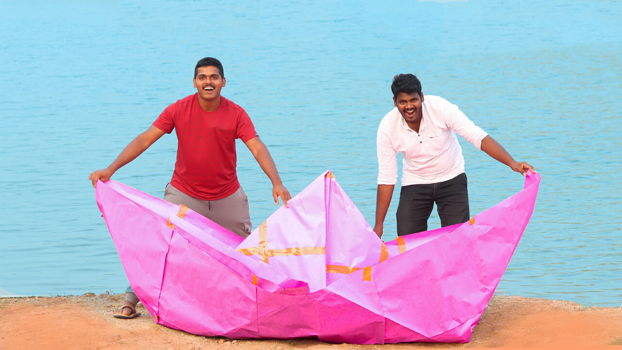 We made Biggest Paper Boat 🔥 Telugu Experiments