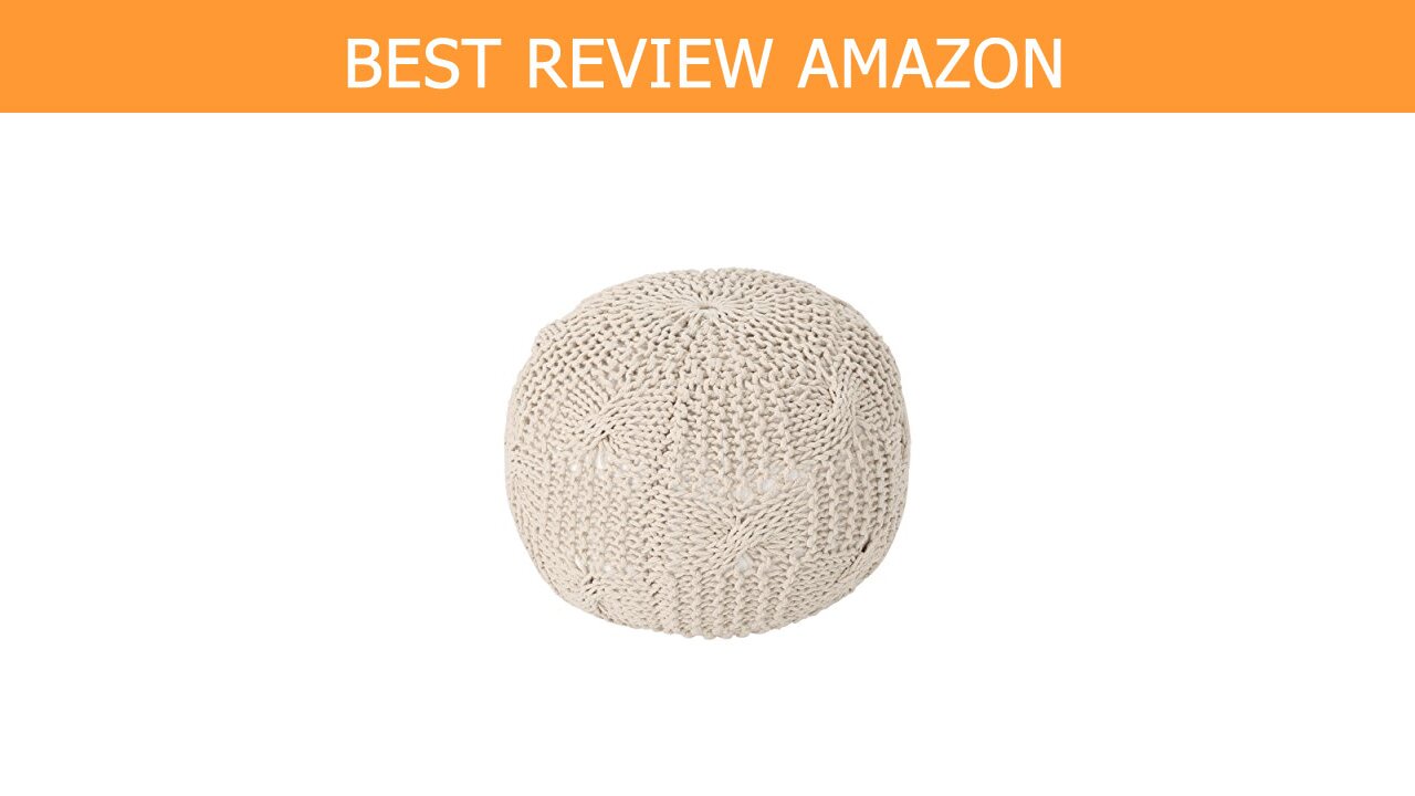 Ansel Knitted Cotton Pouf Beige Review