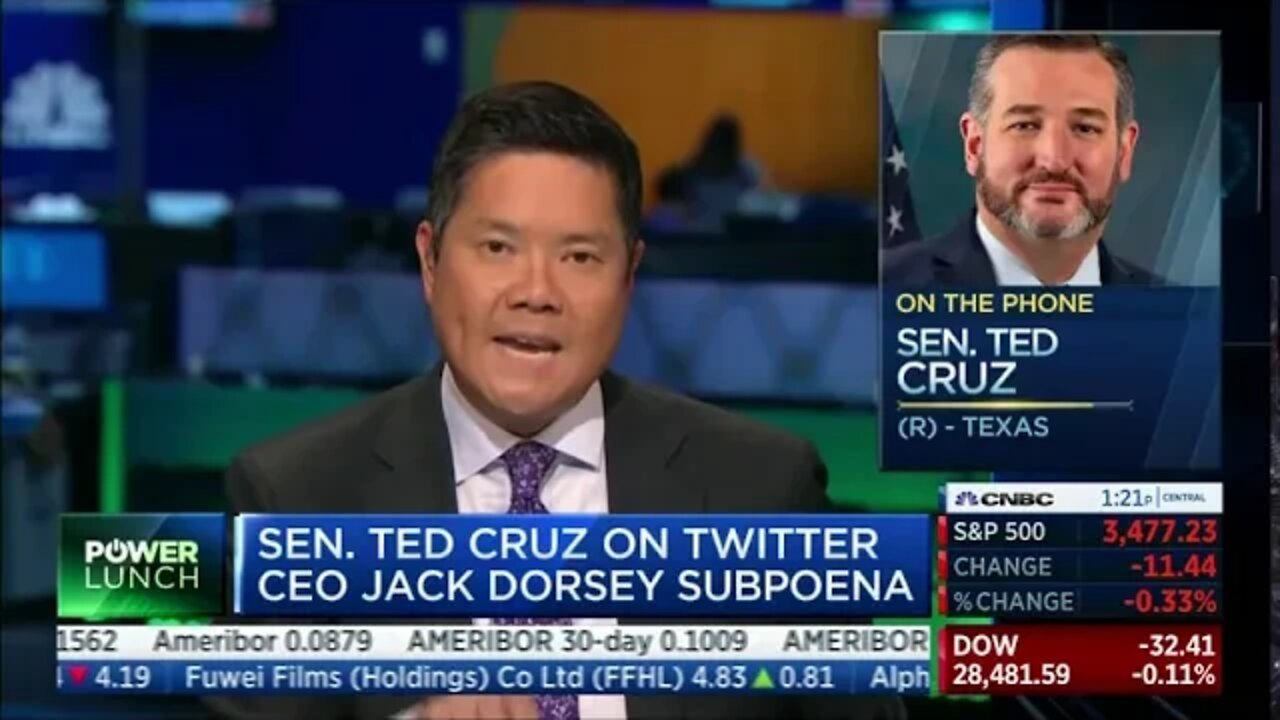 Cruz on CNBC Slams Twitter & Facebook for Censoring a NYP Story Alleging Corruption by Joe Biden