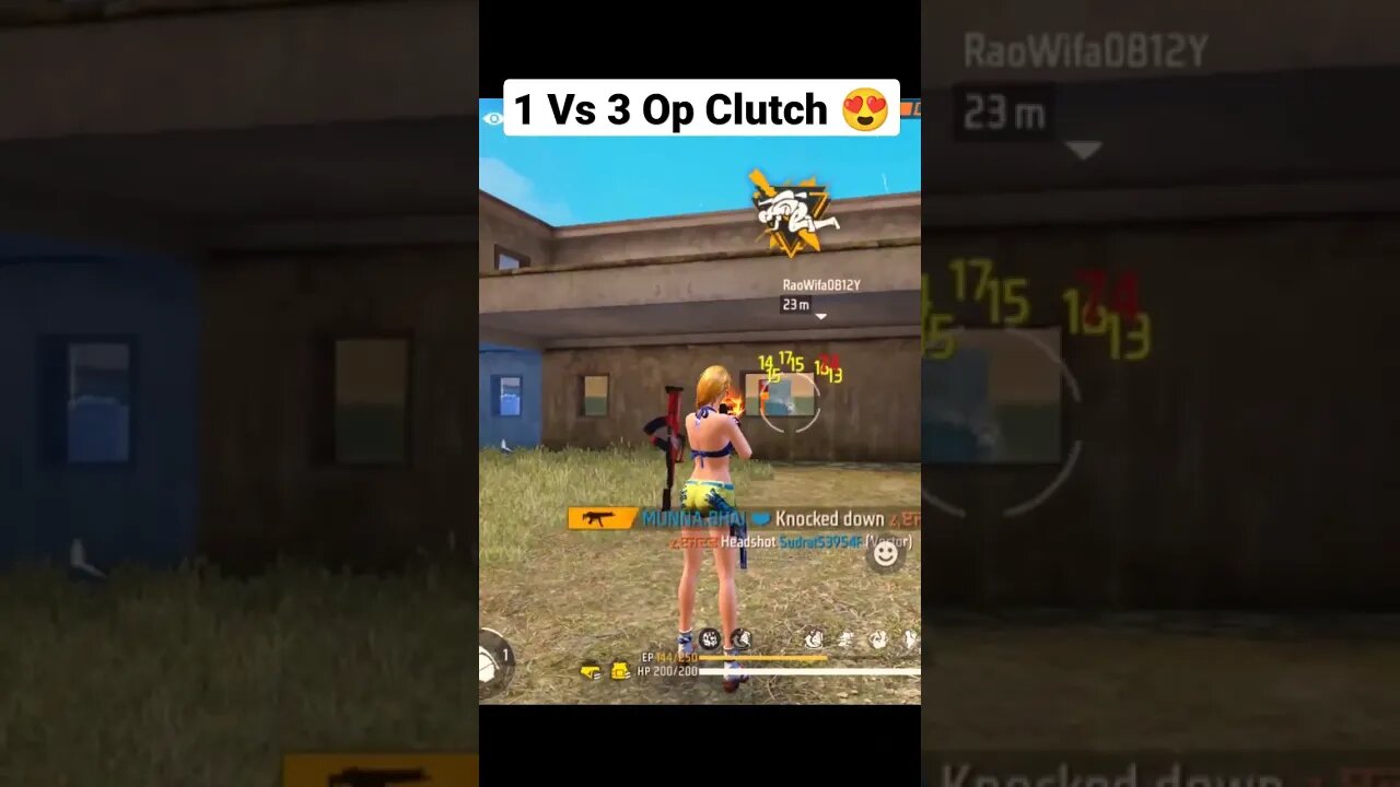 1 Vs 3 Op Clutch - Rock Munna Gaming #shorts