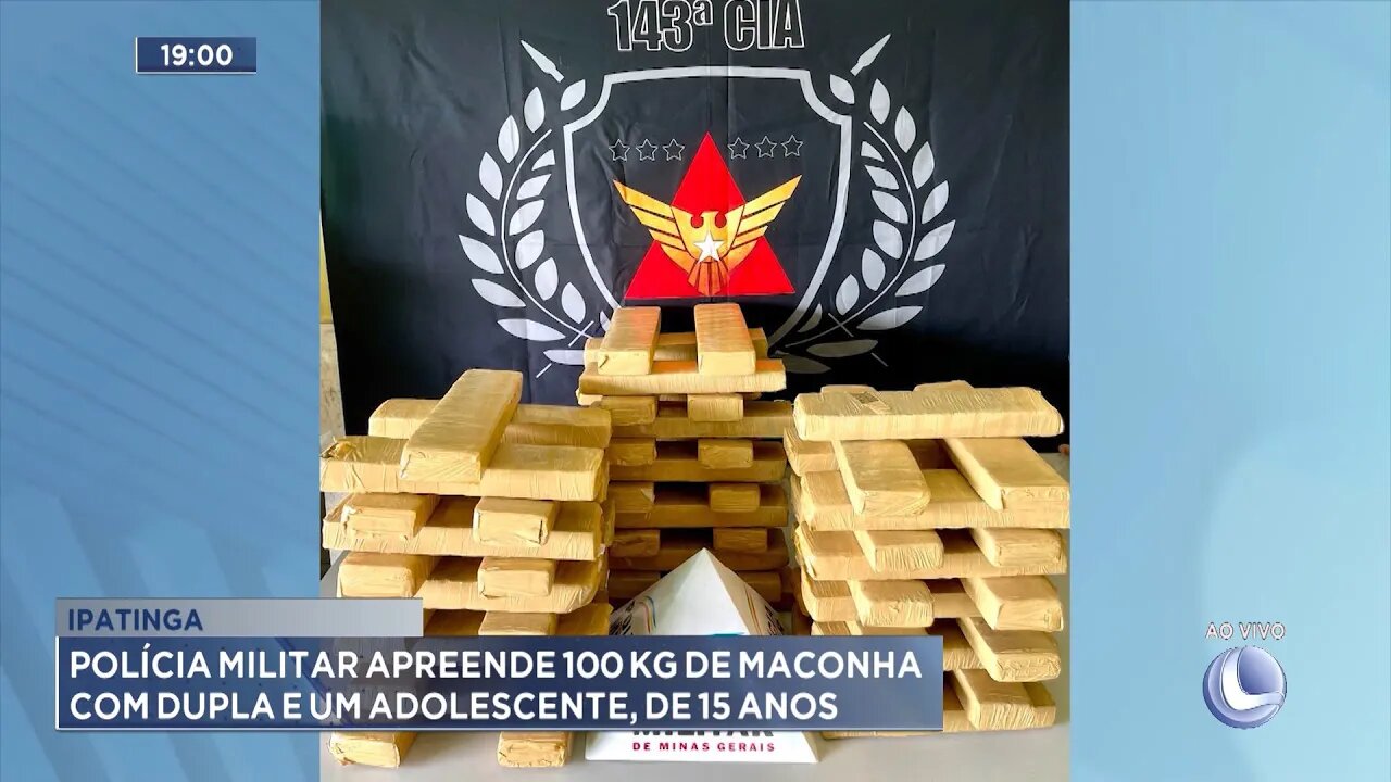 Ipatinga: Polícia Militar apreende 100 kg de Maconha com dupla e 1 Adolescente, de 15 anos.