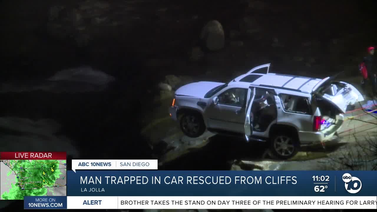 Man trapped in car rescued from La Jolla cliffside