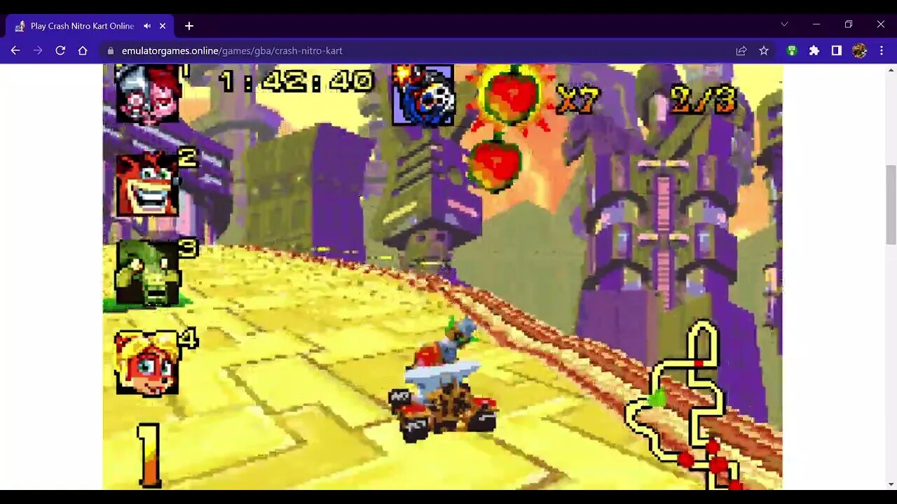 Crash Nitro Kart (GBA) - Teknee Track 2: Andriod Alley Gameplay