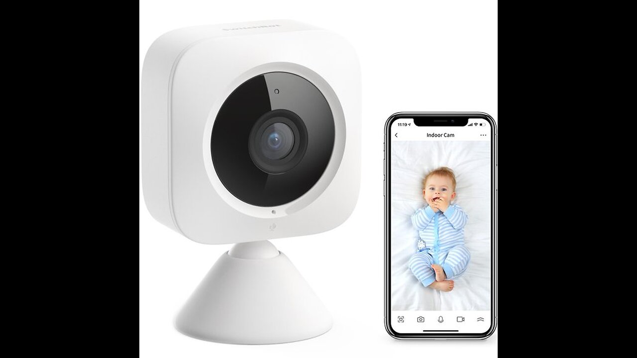 Graco Baby Smart Home Security Camera, Indoor Wide Angle WiFi Camera for Home Security with Nig...