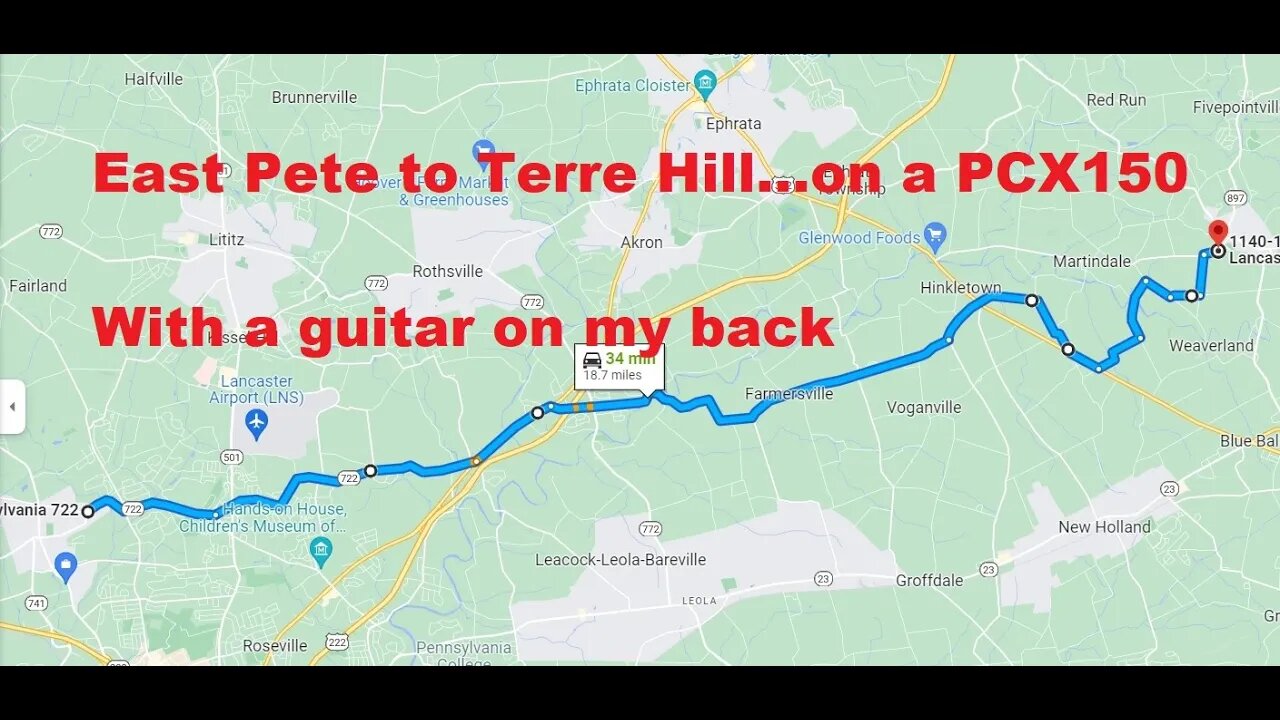 Carrying a guitar across Lancaster County Pennsylvania on a scooter. Farmland and sunshine.