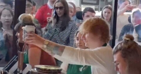 Ed Sheeran Draws a Crowd as He Whips Up Starbucks Lattes in Seattle