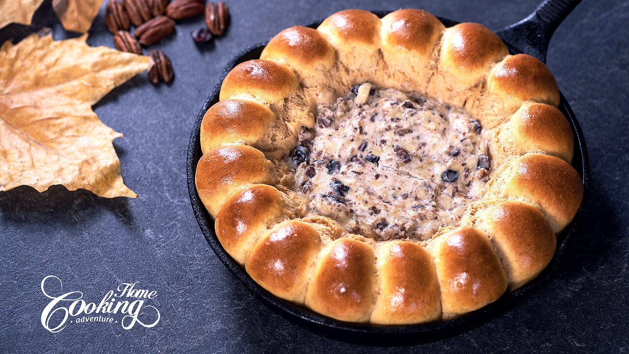 Skillet Sweet Potato Bread with Pecan Cranberry Cheese Dip