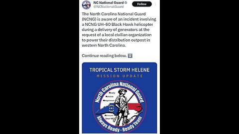 North Carolina National Guard Takes Responsibility For The Blackhawk At Volunteer Supply Location