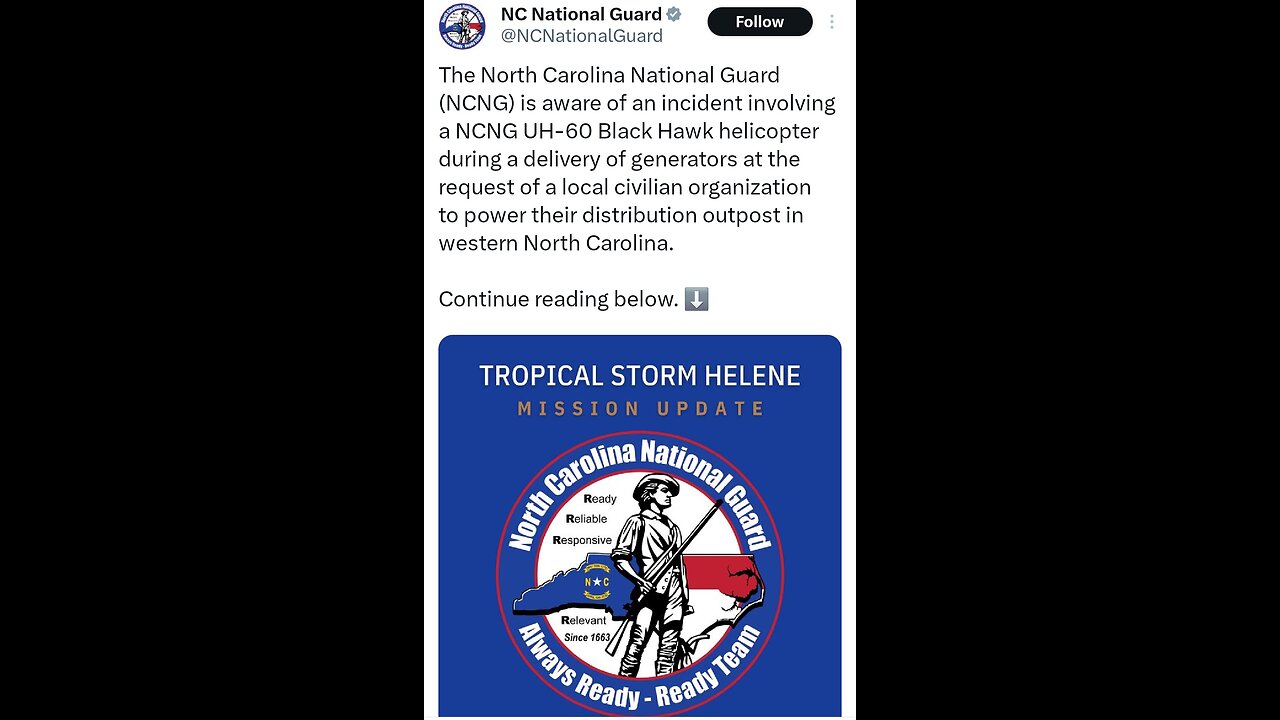 North Carolina National Guard Takes Responsibility For The Blackhawk At Volunteer Supply Location