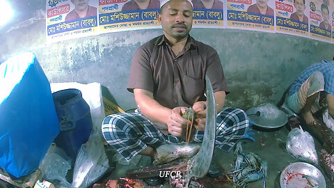 Chingri Fish Cutting Skills In Fish Cutting Market-Chingri Fish Cutting Video-Fish Wall BD
