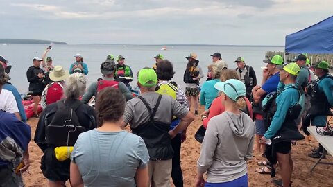 Safety Meeting for Point to Lapointe Swim.