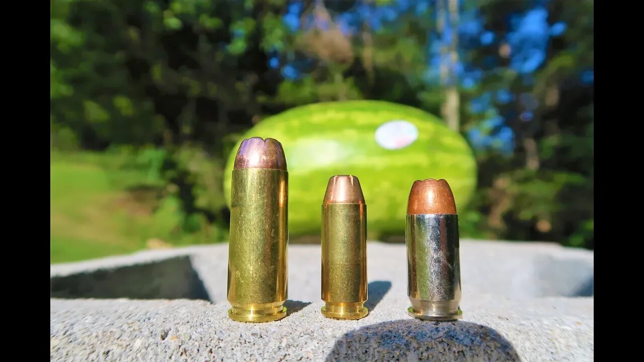 50ae vs 10mm vs 45acp - Watermelon Test