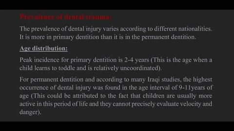 Pedodontics L13 (Management of Trauma to the Teeth & Supporting Tissues)