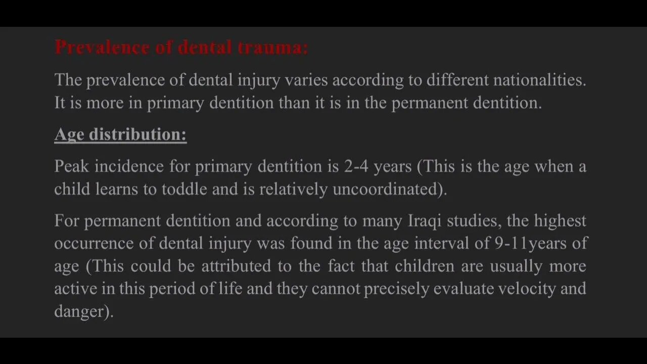Pedodontics L13 (Management of Trauma to the Teeth & Supporting Tissues)