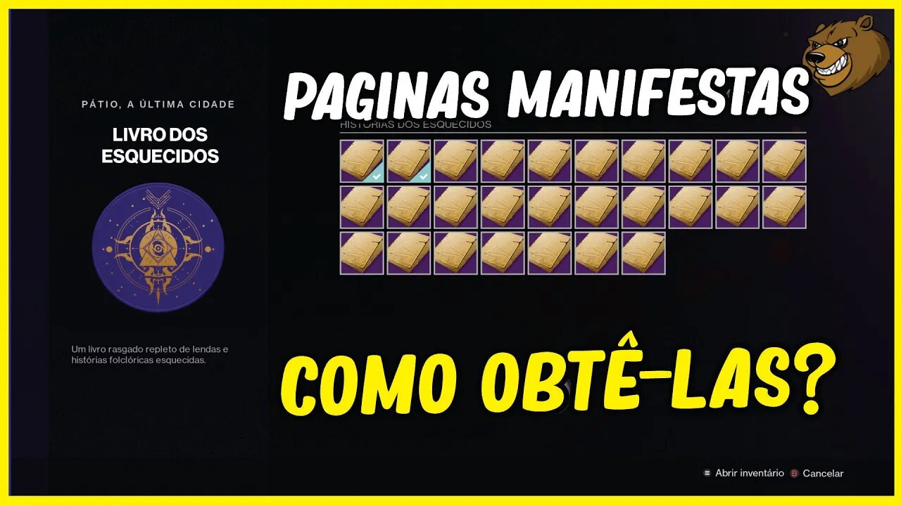 DESTINY 2 │ PAGINAS MANIFESTAS VEJA COMO PEGAR!