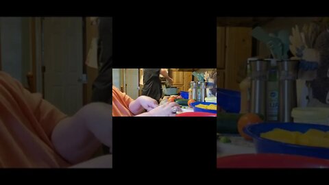 Home canned food segment. Mac and cheese with hot dogs and corn