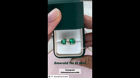 Toi Et Moi Two stone asscher vivid green Colombian emerald custom anniversary ring 18K gold