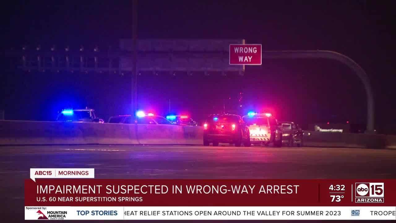 Wrong-way driver stopped on US 60 near Superstition Springs