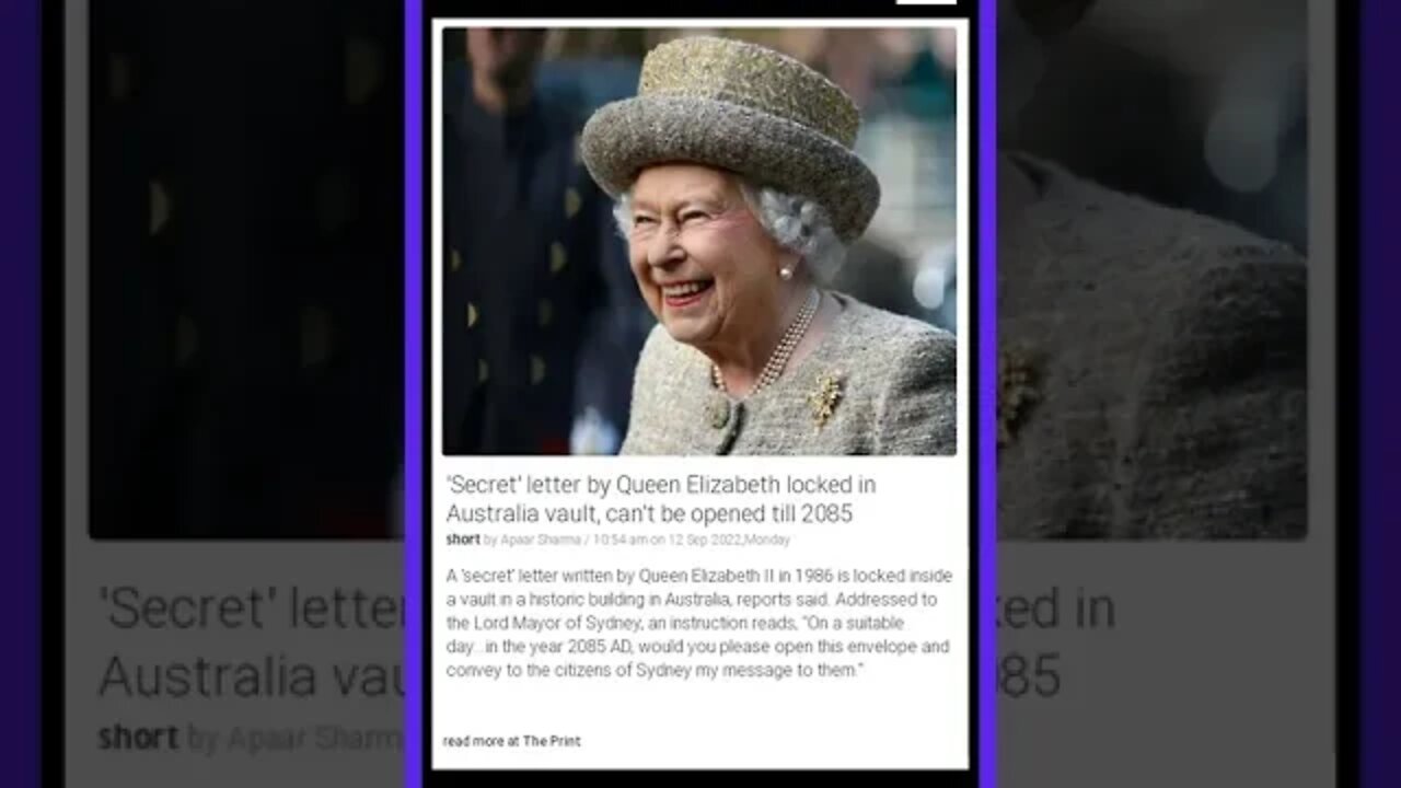 Latest News | The Queen's Secret Letter: Locked in an Australian Vault Until 2085 | #shorts #news