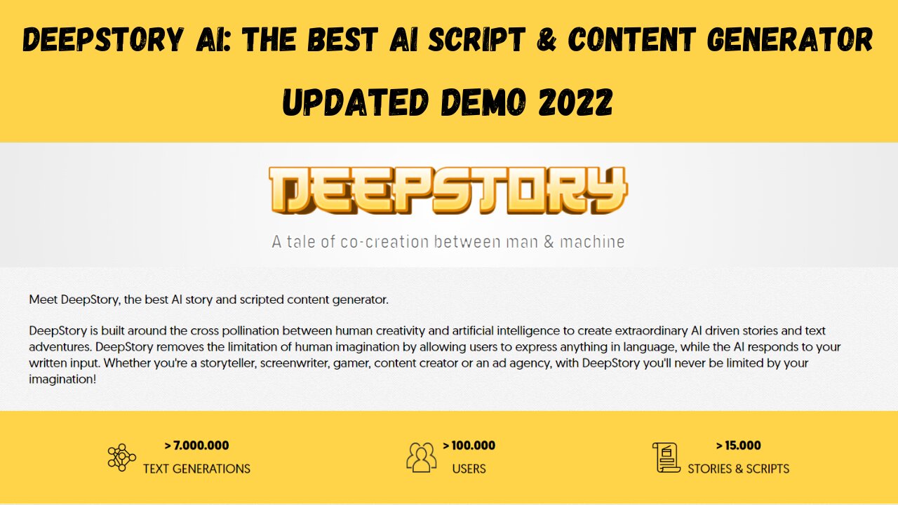 DEMO 2022: DeepStory AI - The Best AI Story & Content Generator