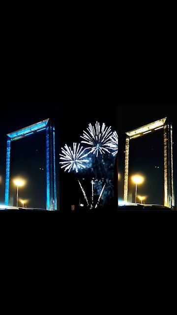 Fire Work At World Largest Frame "DubaiFrame" New Year 2021