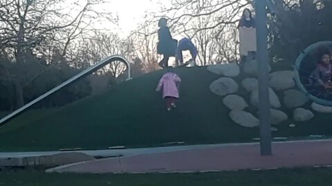 A cold windy day at the park in January