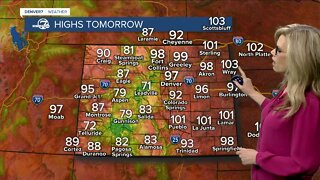 Temps near 100 Friday before weekend cool down