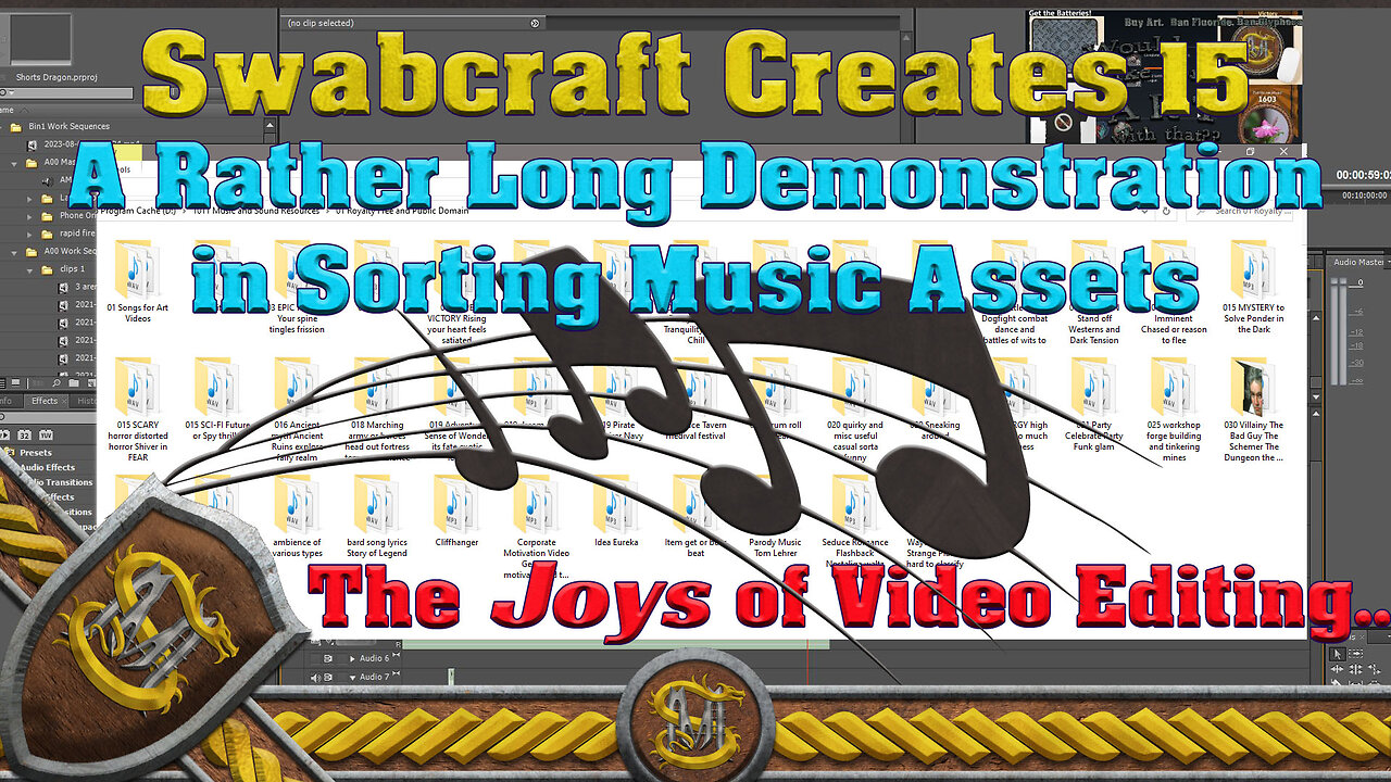 Swabcraft Creates 15: Demonstrating how I sort my Music Assets and also making some designs