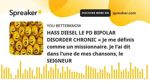 HASS DIESEL LE PD BIPOLAR DISORDER CHRONIC « Je me définis comme un missionnaire. Je l’ai dit dans l