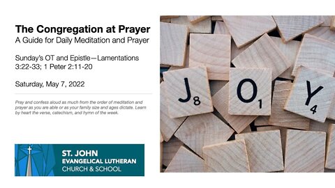 Sunday’s OT and Epistle—Lamentations 3:22-33; 1 Peter 2:11-20