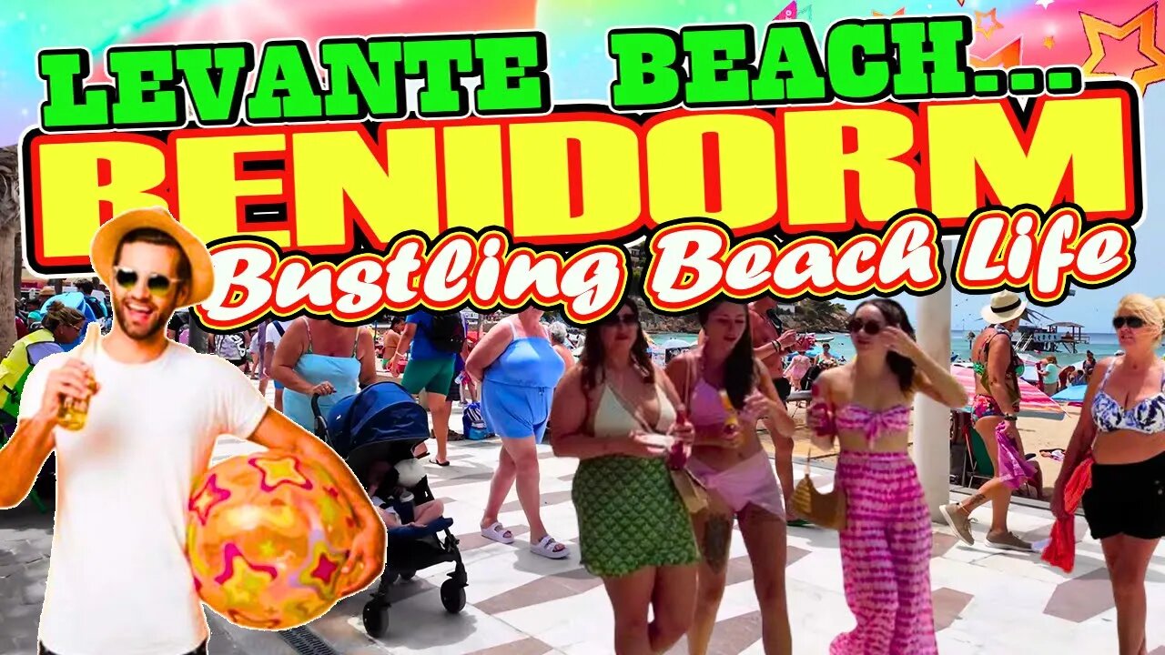 Levante Beach Walk Benidorm - Bustling Beach Life And Beachgoers