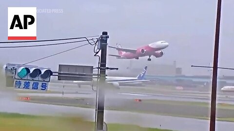 Watch: Planes struggle to land at Japan’s Fukuoka airport as Shanshan brings heavy rain