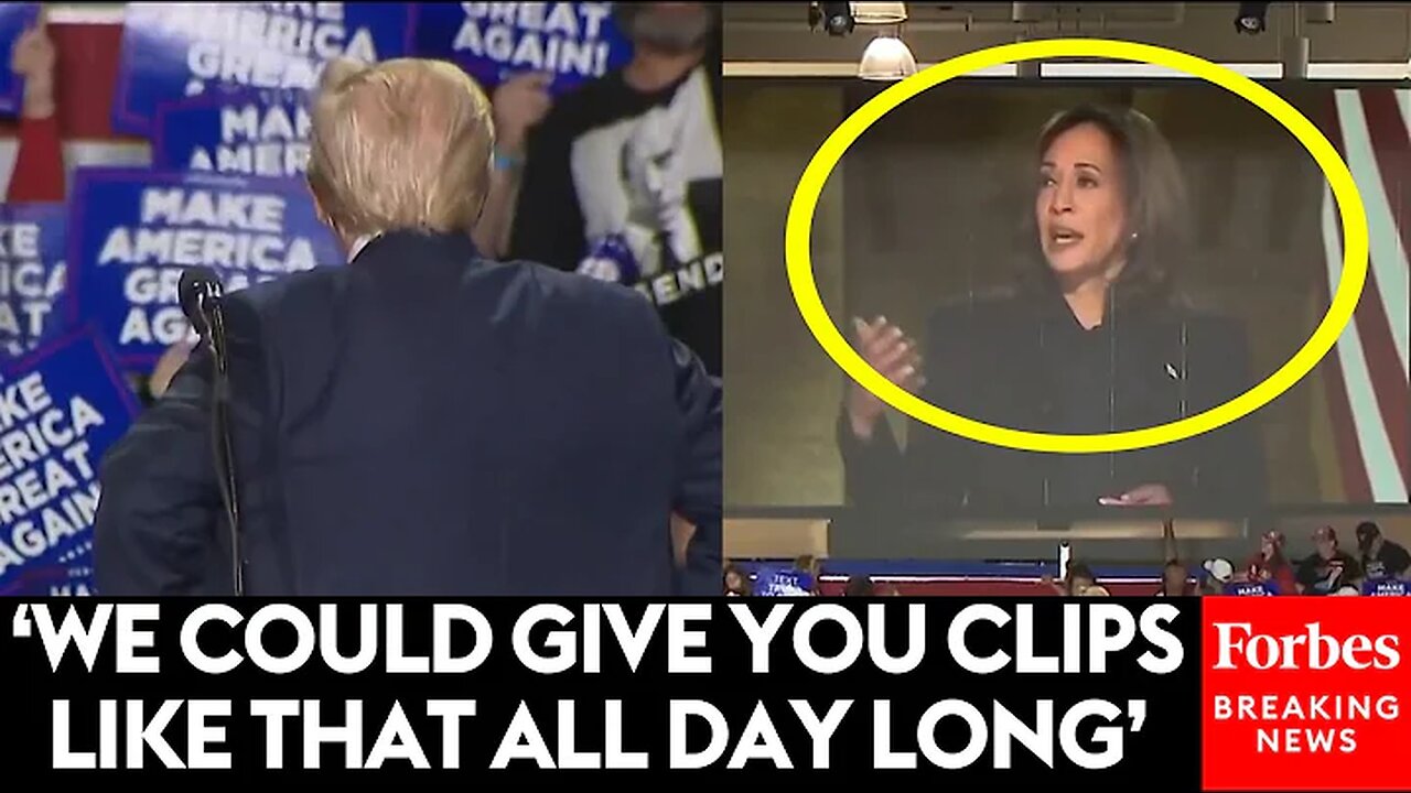 BREAKING: Trump Stops Rally Speech To Play Supercut Of Harris