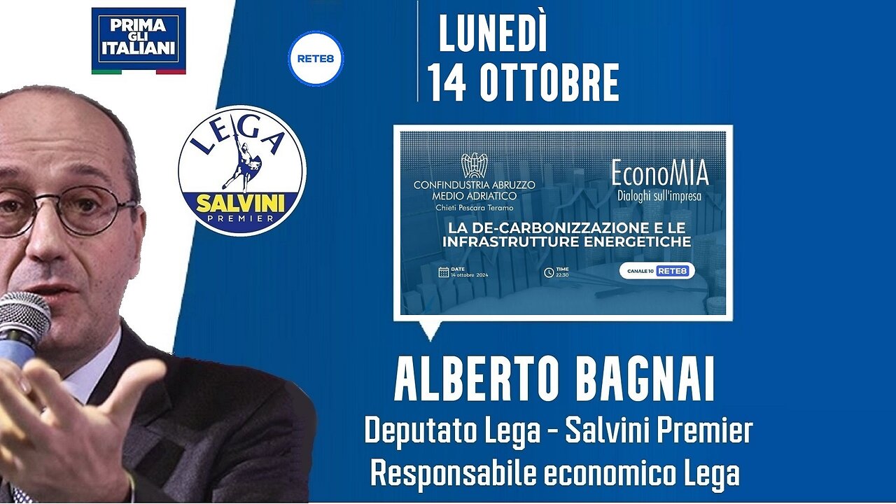 🔴 On. Alberto Bagnai ospite nella trasmissione "Economia, dialoghi sull'impresa" su Rete8 (14.10.24)