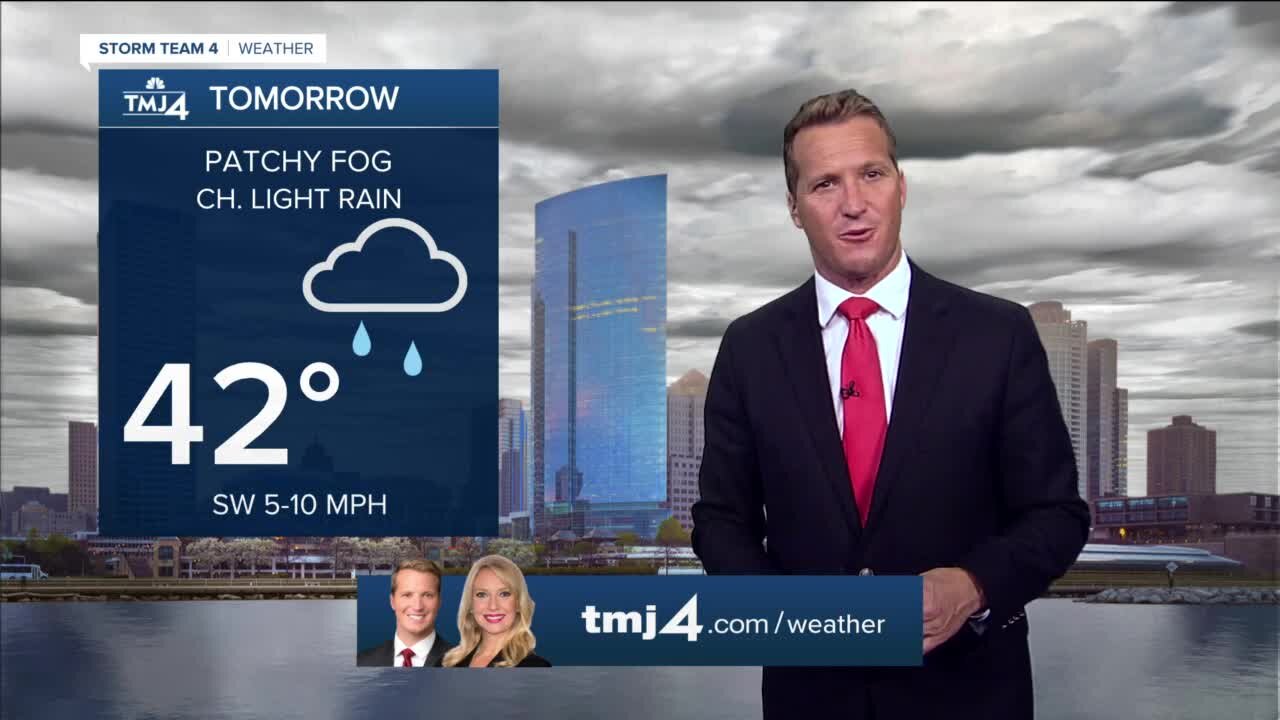Cloudy with patchy fog Wednesday, light rain possible