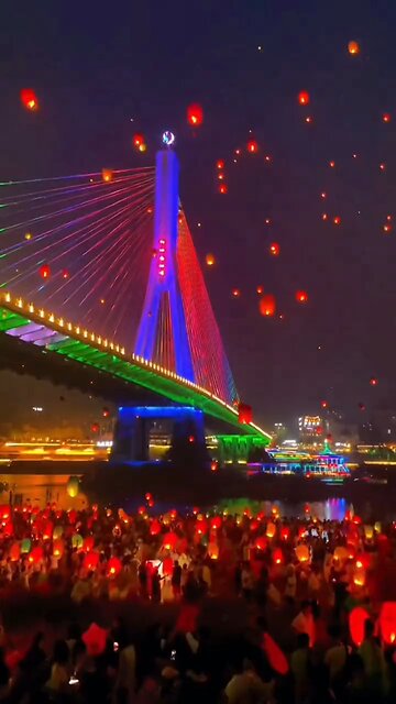 just before water splashing festival, lanternes are flying, Yunnan, China
