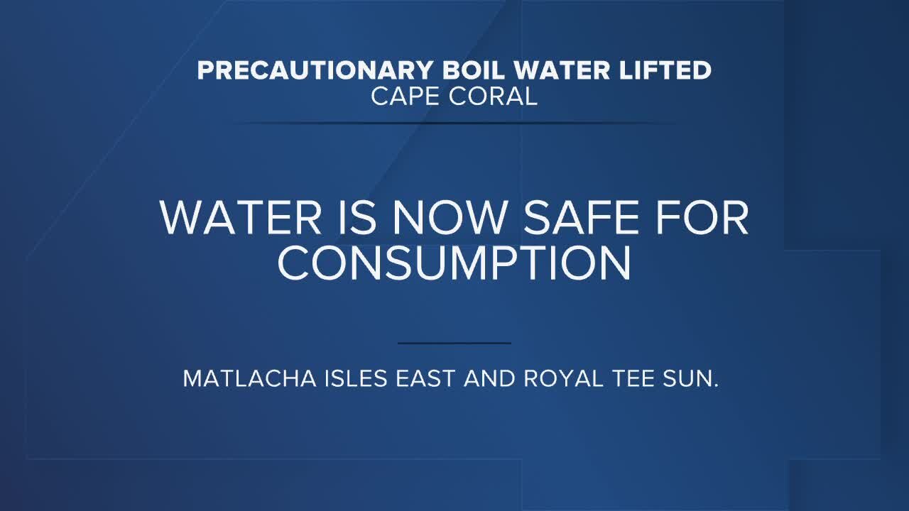 Cape Coral Precautionary boil water notice cleared by Pine Island Water Assoc.