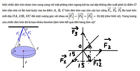 Toán 12: Một chiếc đèn tròn được treo song song với mặt phẳng nằm ngang bởi ba sợi dây không dãn