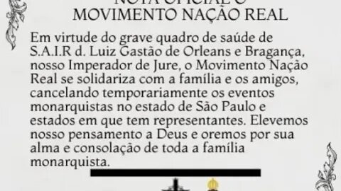 DOM LUIZ: Nota oficial do Movimento Nação Real